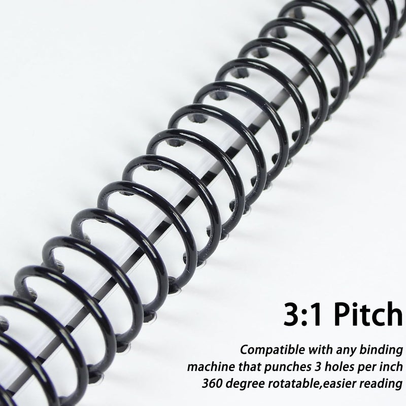 RAYSON 22.2mm Plastic Spiral Coil Binding 3:1 Pitch, 7/8 inch, 190 Sheets Capacity Black Coil Binding Spines - Versatile for Office and Educational Tasks, Pack of 50 - Image 5