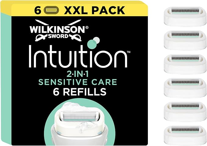 WILKINSON SWORD Intuition Sensitive Care For Women No Shave Gel Needed Pack of 6 Razor Blade Refills - Image 1