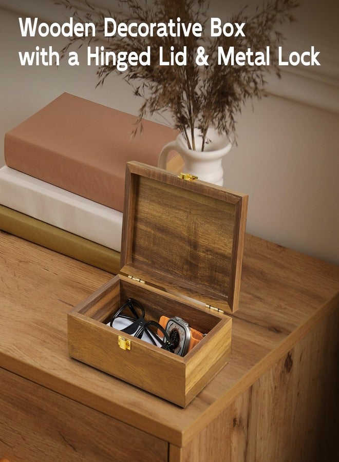 BWODYAY Acacia Wood Decorative Box with Lid, Small Jewelry Box, Memories Box, Keepsake Boxes with Lids, Wooden Gift Box - Image 5