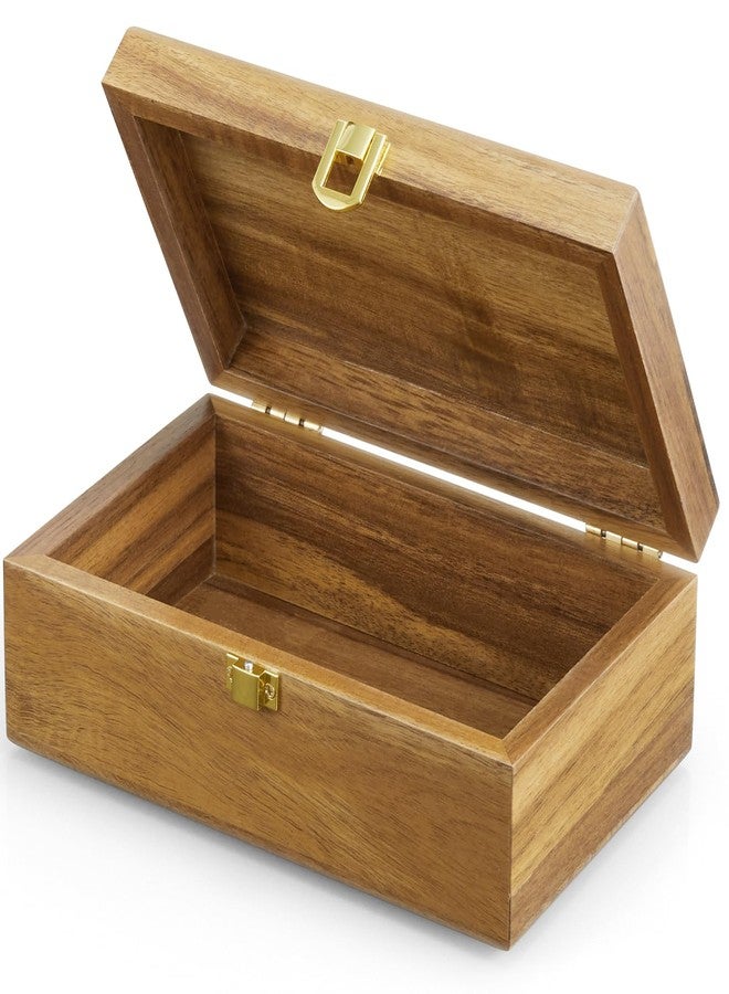 BWODYAY Acacia Wood Decorative Box with Lid, Small Jewelry Box, Memories Box, Keepsake Boxes with Lids, Wooden Gift Box - Image 1