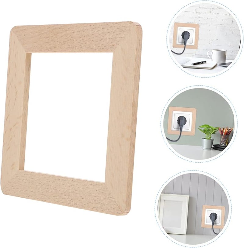 غطية لوحة الحائط من خشب الزان الصلب 12.8 × 12.8 × 0.6 سم، زينة مأخذ التيار الكهربائي، سهلة التركيب، تحسين المنزل - Image 4