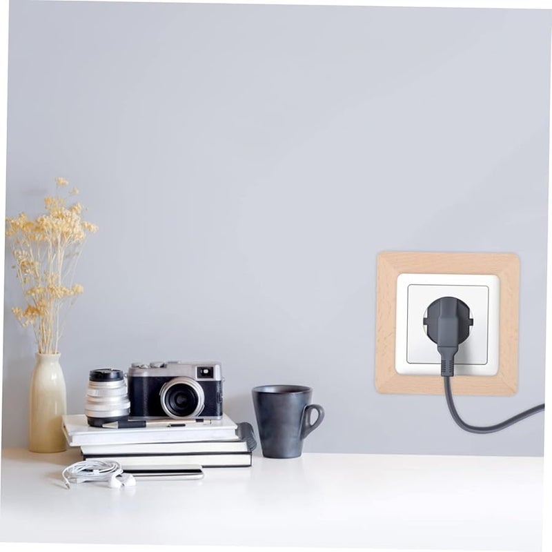 غطية لوحة الحائط من خشب الزان الصلب 12.8 × 12.8 × 0.6 سم، زينة مأخذ التيار الكهربائي، سهلة التركيب، تحسين المنزل - Image 3