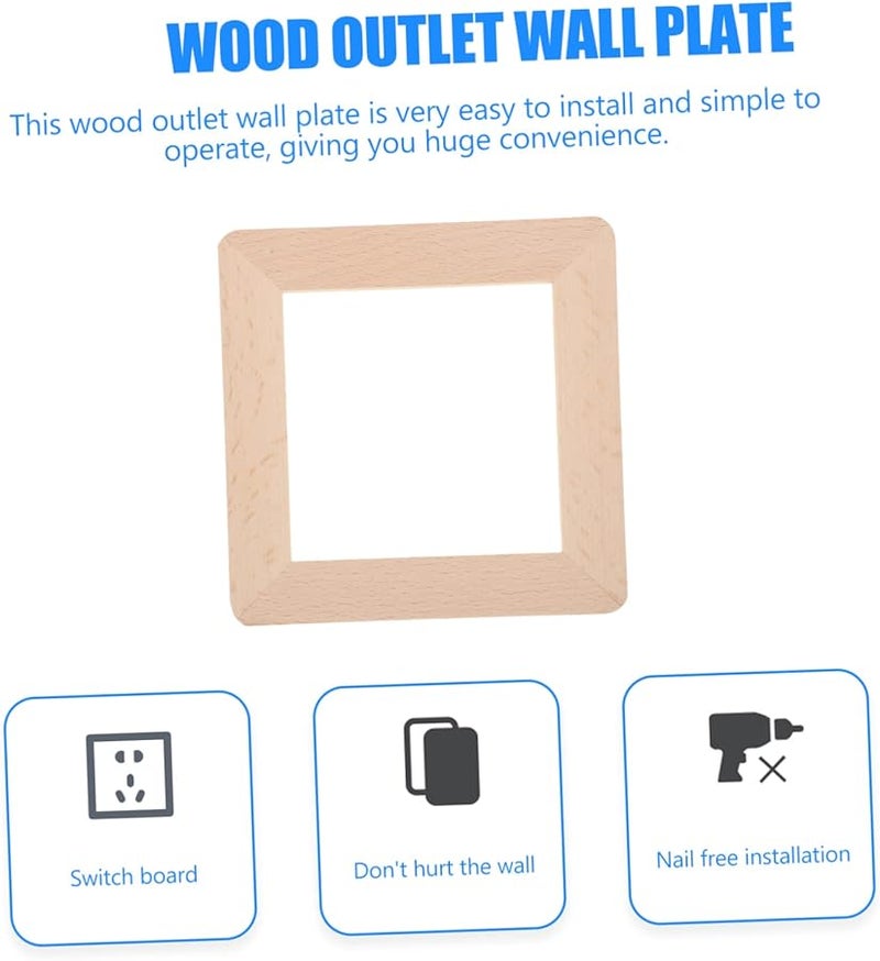 غطية لوحة الحائط من خشب الزان الصلب 12.8 × 12.8 × 0.6 سم، زينة مأخذ التيار الكهربائي، سهلة التركيب، تحسين المنزل - Image 5