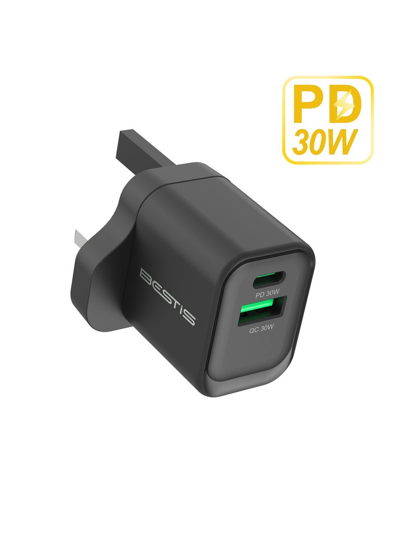BESTIS 30W GaN Wall Charger USB-C PD3.0 QC4.0 Dual Port Fast Charging Adapter for iPhone 16 Pro Xiaomi 15 Ultra Samsung S25 Everyday Use Home Office Travel - Image 2