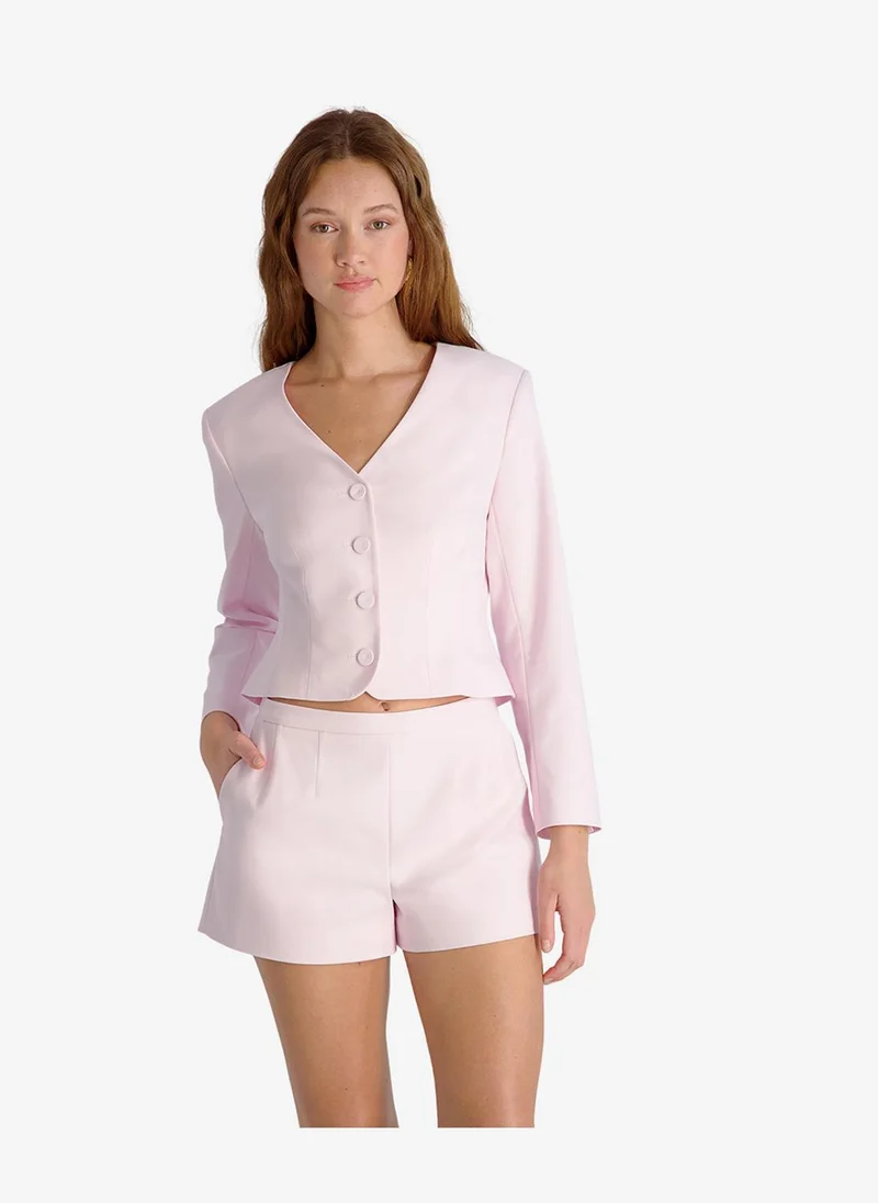 Women's Pink Icing Halsey Twill Tailord Crpd Jacket
