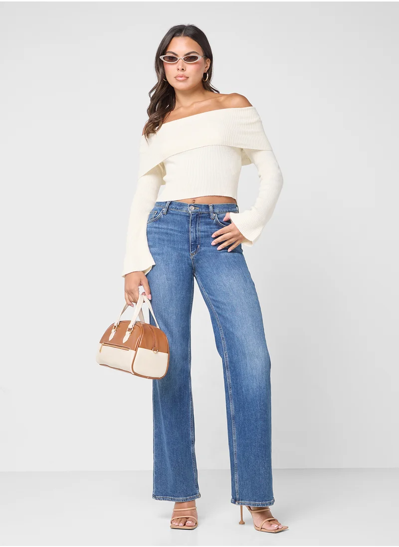 ONLY Off Shoulder Knitted Crop Top