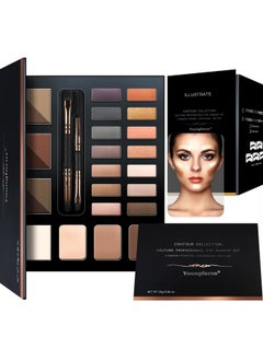 youngfocus Youngfocus 14 Highly Pigmented Eyeshadows Blendable Natural Look Shimmer and Matte Eyeshadow Palette, 6 Natural Waterproof Eyebrow Powders, 3 Contour Powders, Lasting Multi-Finish Cosmetics Gift Kit  - Image 1
