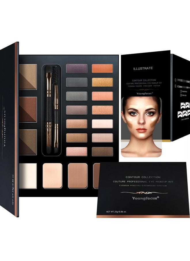 youngfocus - Youngfocus 14 Highly Pigmented Eyeshadows Blendable Natural Look Shimmer and Matte Eyeshadow Palette, 6 Natural Waterproof Eyebrow Powders, 3 Contour Powders, Lasting Multi-Finish Cosmetics Gift Kit - Image 1