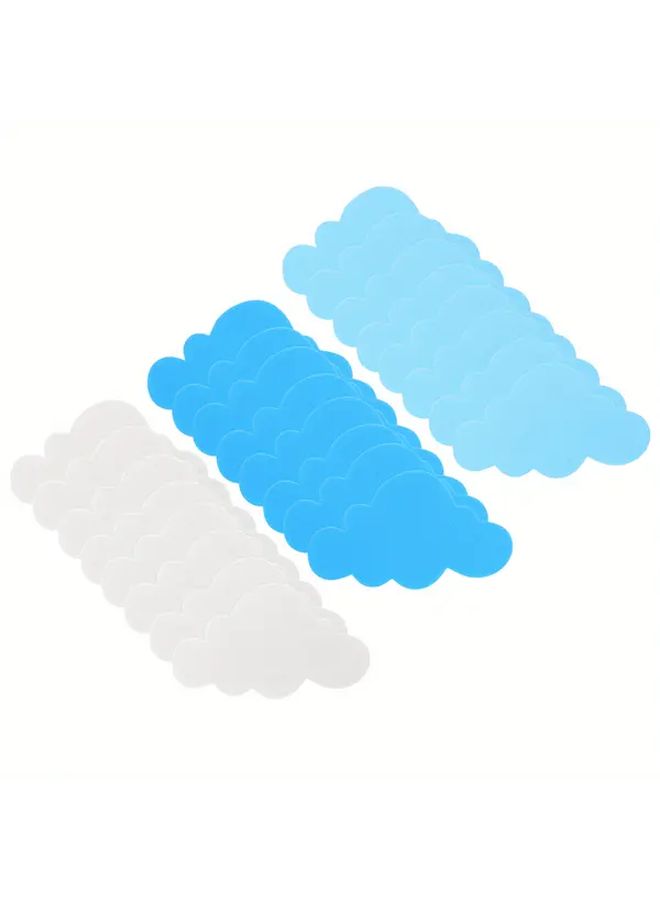 12 Pieces Blue White 3D Textured Cloud Wall Stickers Removable Peel Stick Home Decor - Image 2