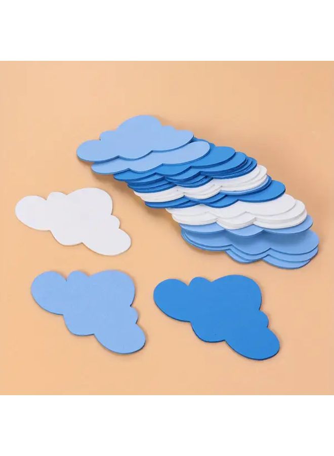 12 Pieces Blue White 3D Textured Cloud Wall Stickers Removable Peel Stick Home Decor - Image 5