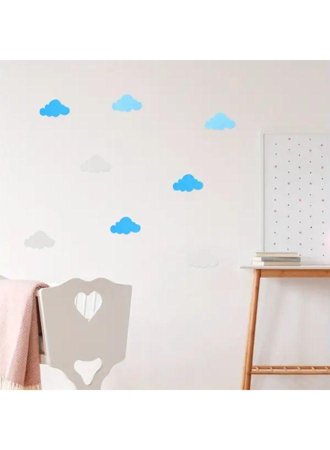 12 Pieces Blue White 3D Textured Cloud Wall Stickers Removable Peel Stick Home Decor - Image 4