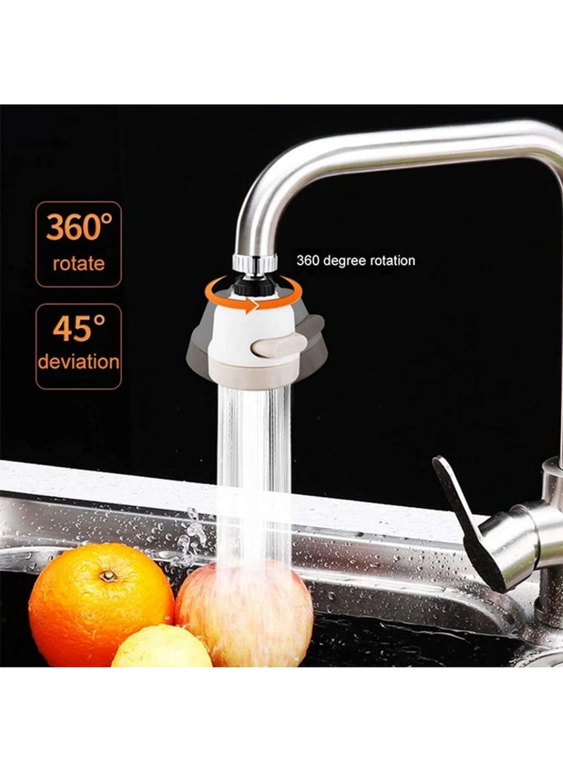 sulfar - Sulfar ABS 360 Degree Rotation/Movable Bubbler Saving Water Faucet/tap, Tap Extension/Head, Faucet Filter Shower Head Nozzle Adapter (3 Modes), White and Grey, 1589 Faucet Extension - Image 1
