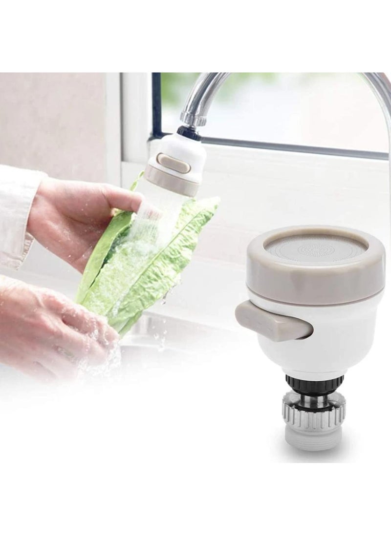 sulfar - Sulfar ABS 360 Degree Rotation/Movable Bubbler Saving Water Faucet/tap, Tap Extension/Head, Faucet Filter Shower Head Nozzle Adapter (3 Modes), White and Grey, 1589 Faucet Extension - Image 1
