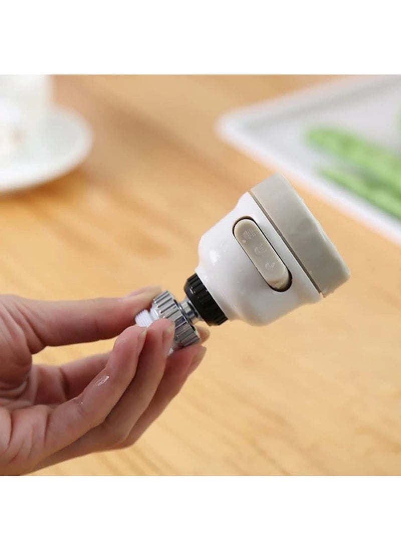 sulfar - Sulfar ABS 360 Degree Rotation/Movable Bubbler Saving Water Faucet/tap, Tap Extension/Head, Faucet Filter Shower Head Nozzle Adapter (3 Modes), White and Grey, 1589 Faucet Extension - Image 1