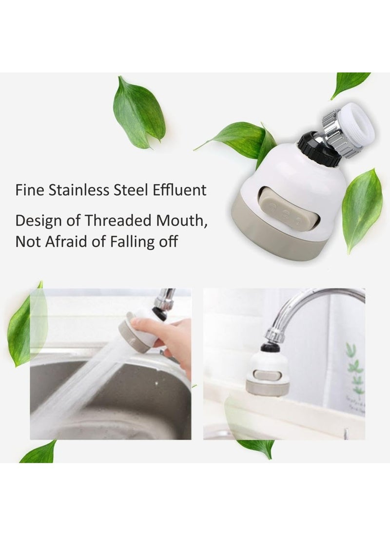 sulfar - Sulfar ABS 360 Degree Rotation/Movable Bubbler Saving Water Faucet/tap, Tap Extension/Head, Faucet Filter Shower Head Nozzle Adapter (3 Modes), White and Grey, 1589 Faucet Extension - Image 1