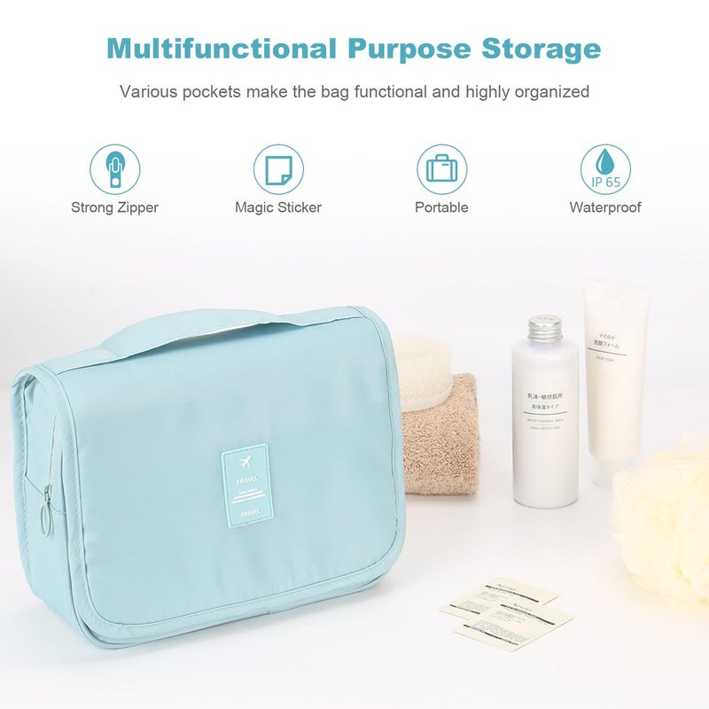 Storescent Girls Hanging CarryOn Case Cosmetic Bag for Vacation Trips and Gym Beige with Set of 3 Refillable Food Grade Travel Bottles - Image 4