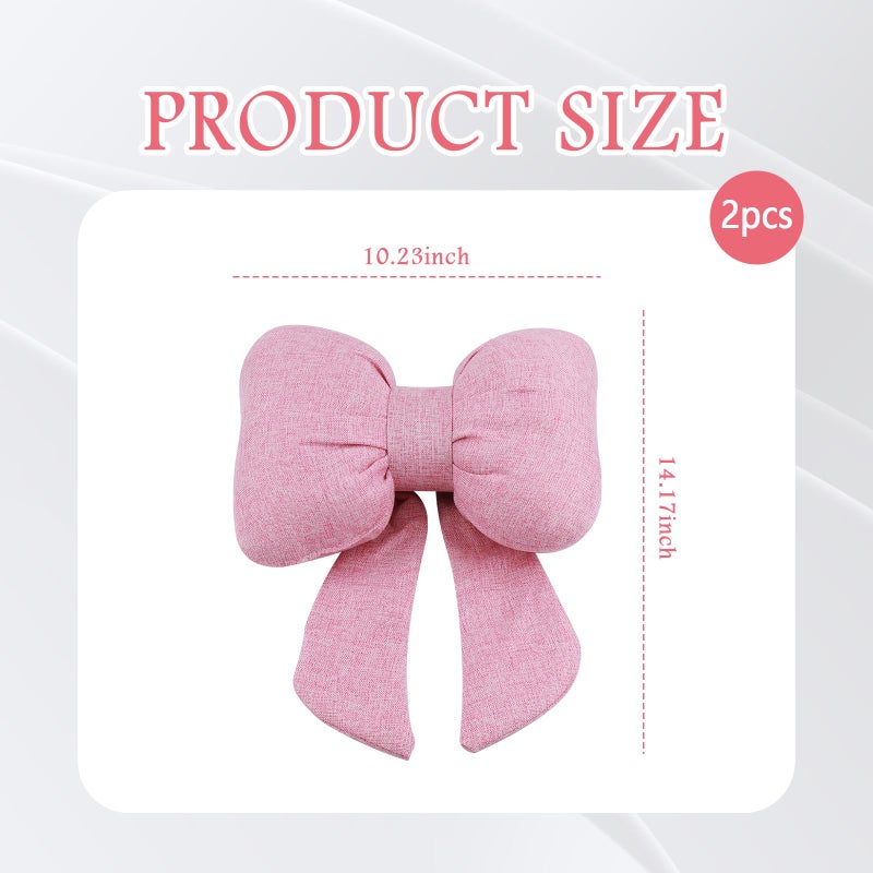Figpade 2PCS Cute Bow Car Headrest Pillow,Comfortable & Breathable Car Neck Pillows for Relief Neck Fatigue,Universal Head Rest Pillow for Cars Decoration as Birthday Gifts for Women,Girl (Pink/2PCS) - Image 2