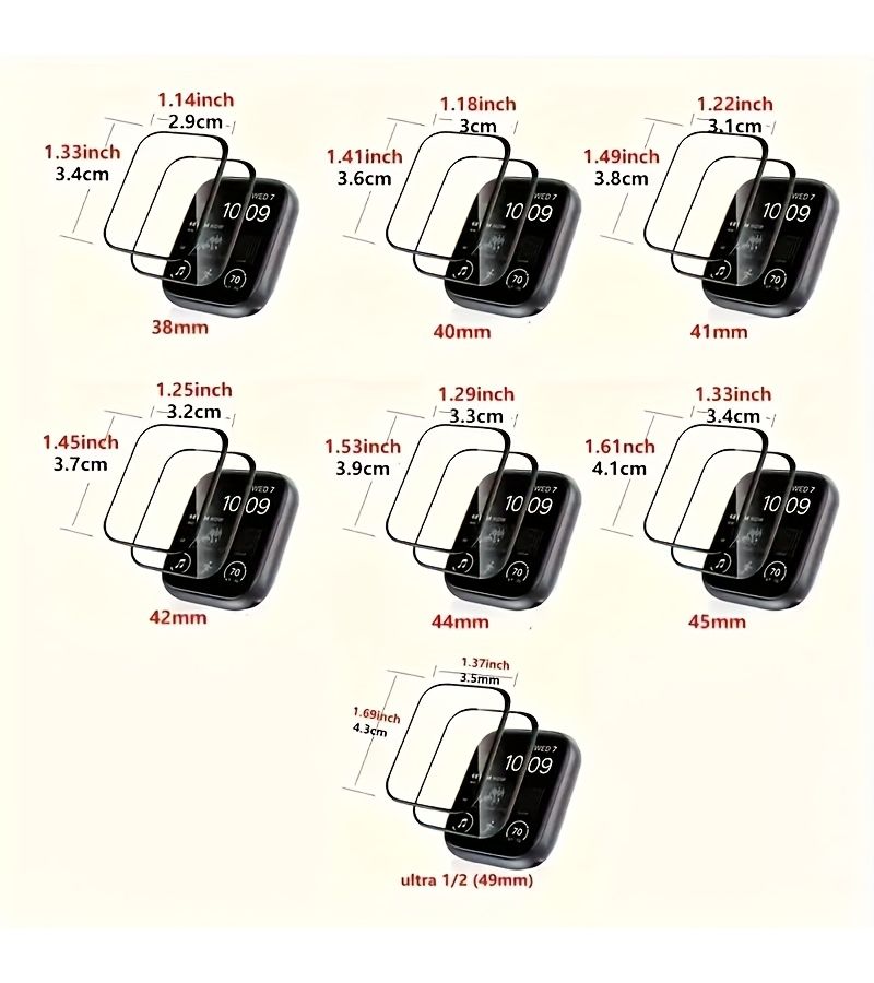Screen Protector For Apple Watch 38mm 41mm 45mm HD Clear Soft Glass Film Full Coverage Waterproof Set Of 3 - Image 2
