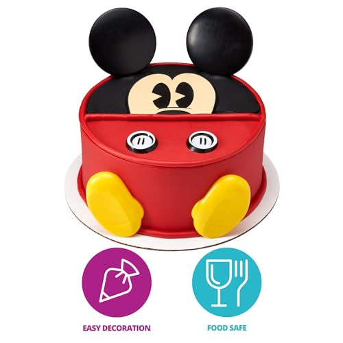 DecoPac DecoSet® Disney Mickey Mouse Cake Topper, 7-Piece Topper Set with Ears, Eyes, Buttons and Shoes, Made of Food-Safe Plastic - Image 3