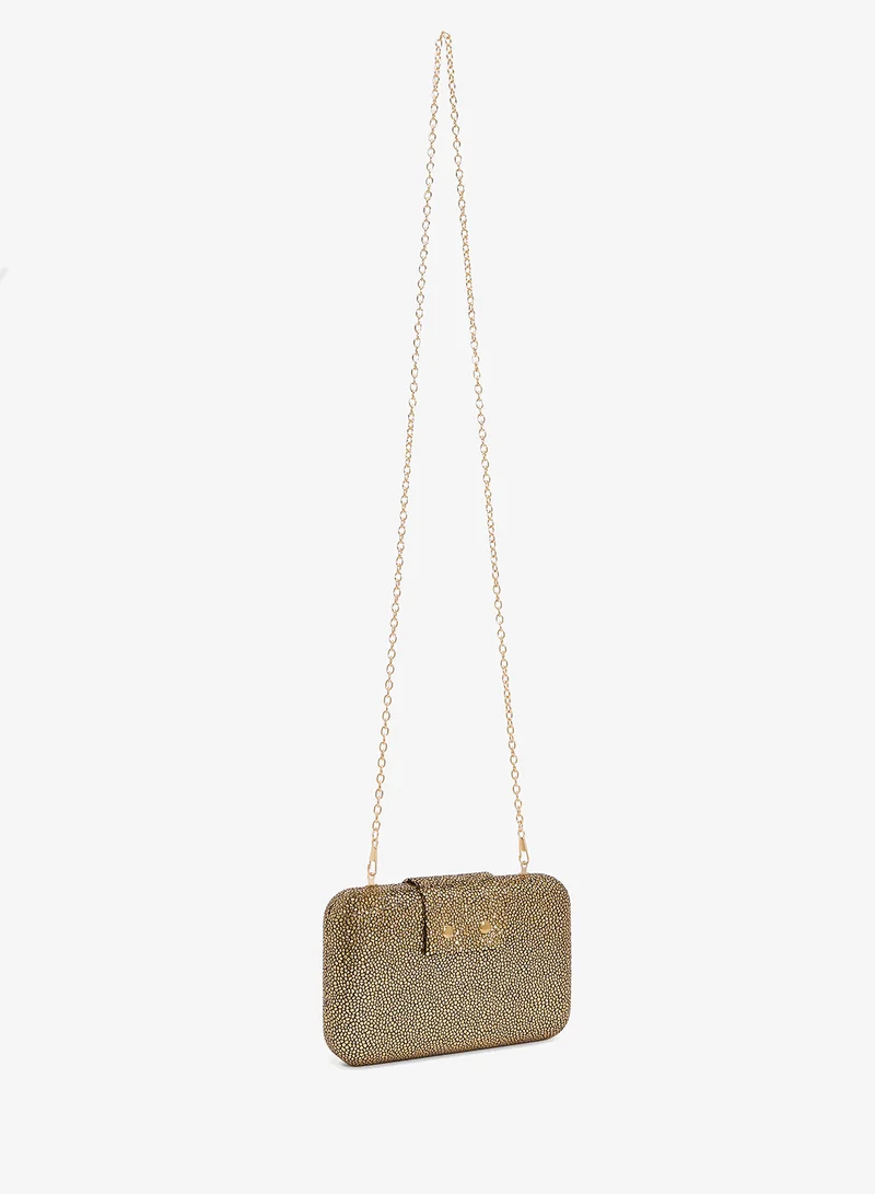 Khizana Metallic Clutch With Gold Accent