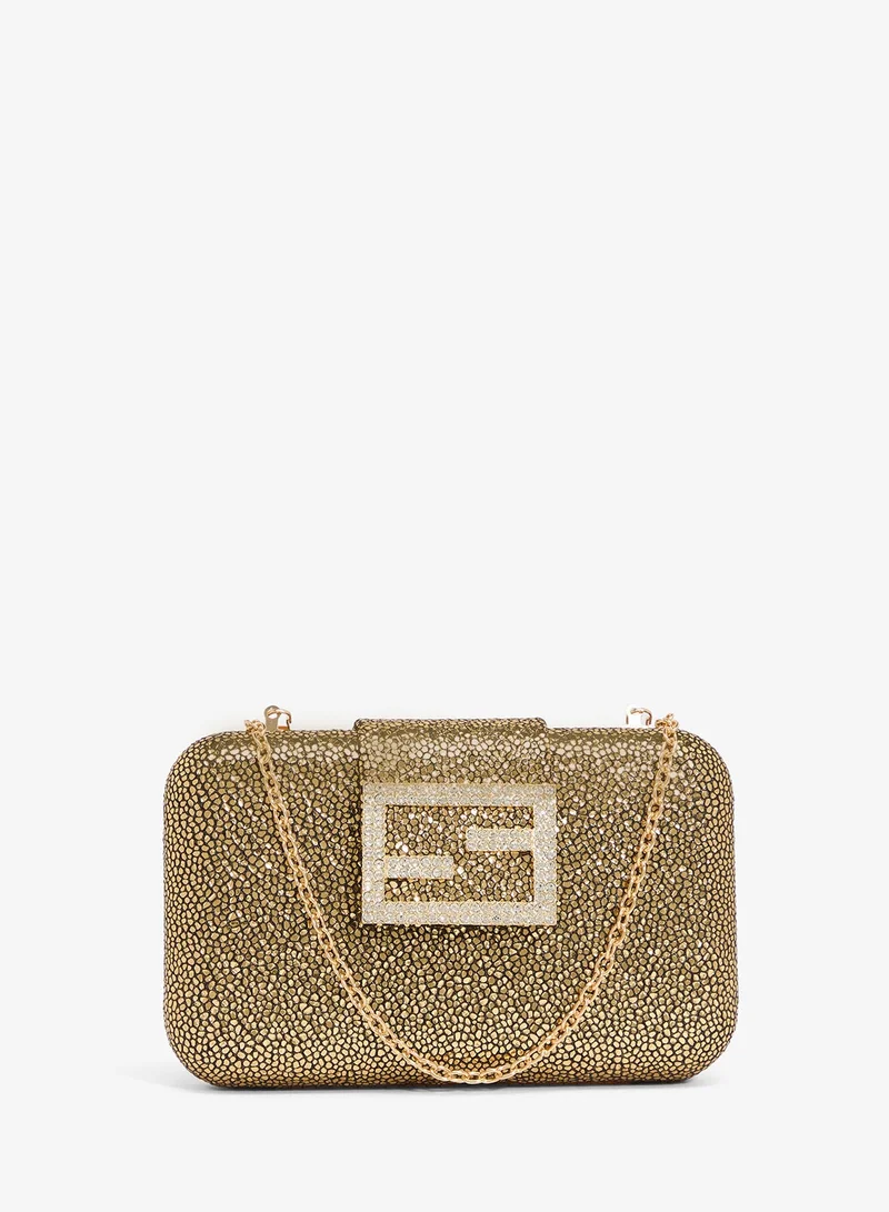 Khizana Metallic Clutch With Gold Accent