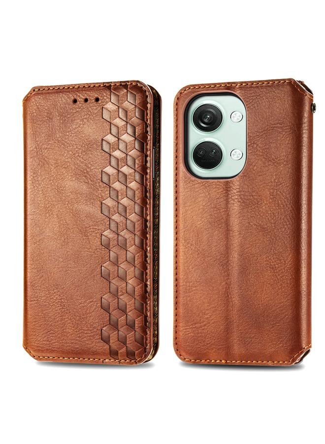 S-TOP Case For OnePlus Nord 3 Cubic Grid Pressed Magnetic Leather Phone Case - Image 2