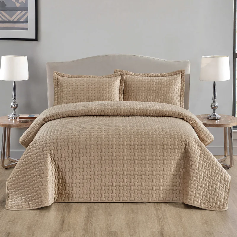 DWELL Dwell-Caylene Bedspread - 3 Pc Set-Bedspread 260 x 240 CM Pillow case 50 x 80 CM-Ivory