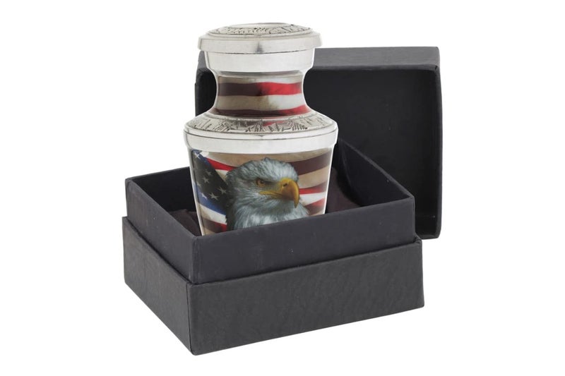 Bold & Divine Keepsake Urns For Human Ashes - Small Urns For Human Ashes Keepsake Miniature Urns For Ashes With Velvet Bag Small Urns For Human Ashes Adult Female & Male American Flag. - Image 1