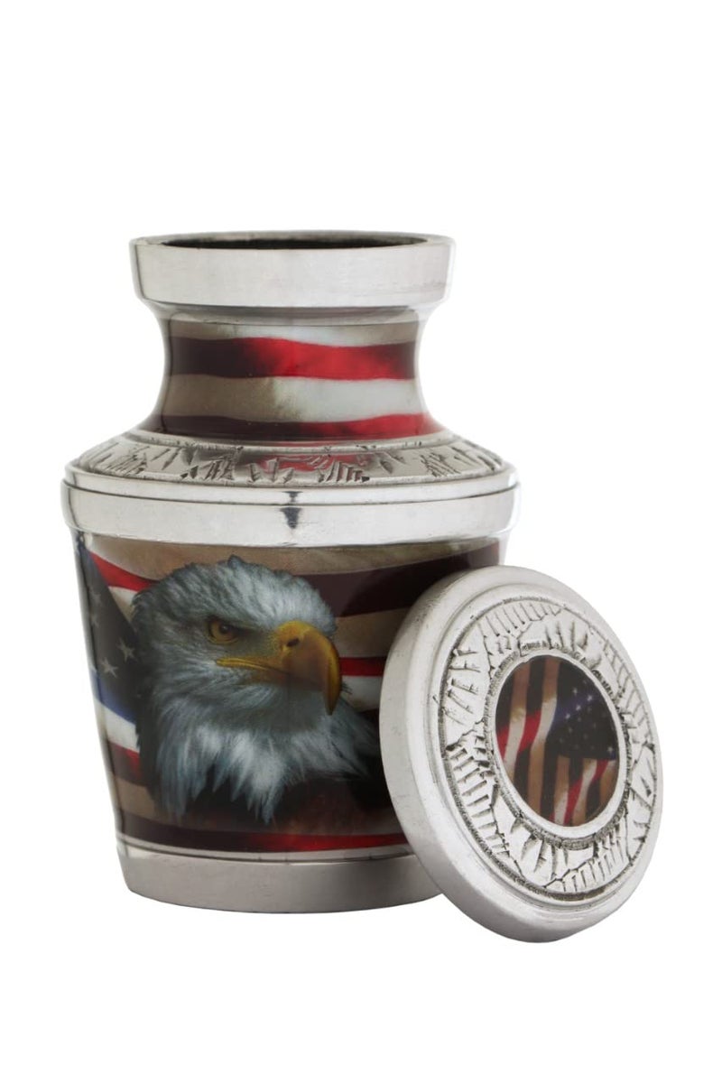 Bold & Divine Keepsake Urns For Human Ashes - Small Urns For Human Ashes Keepsake Miniature Urns For Ashes With Velvet Bag Small Urns For Human Ashes Adult Female & Male American Flag. - Image 2