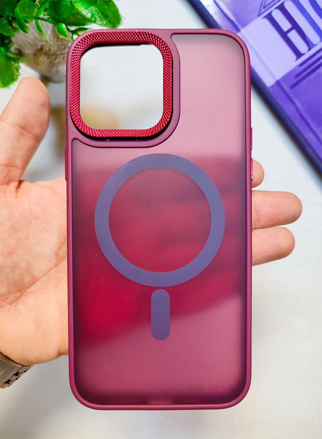 Matte Magnetic Back Case For Iphone 14 Pro Max, Slim Hard Shockproof Scratch Resistant Cover, Compatible With MagSafe And Wireless Charger, Camera Lens Protection, Lightweight, Stylish Design For Men, Women, And Youth For Iphone 14 Pro Max - Red - Image 1