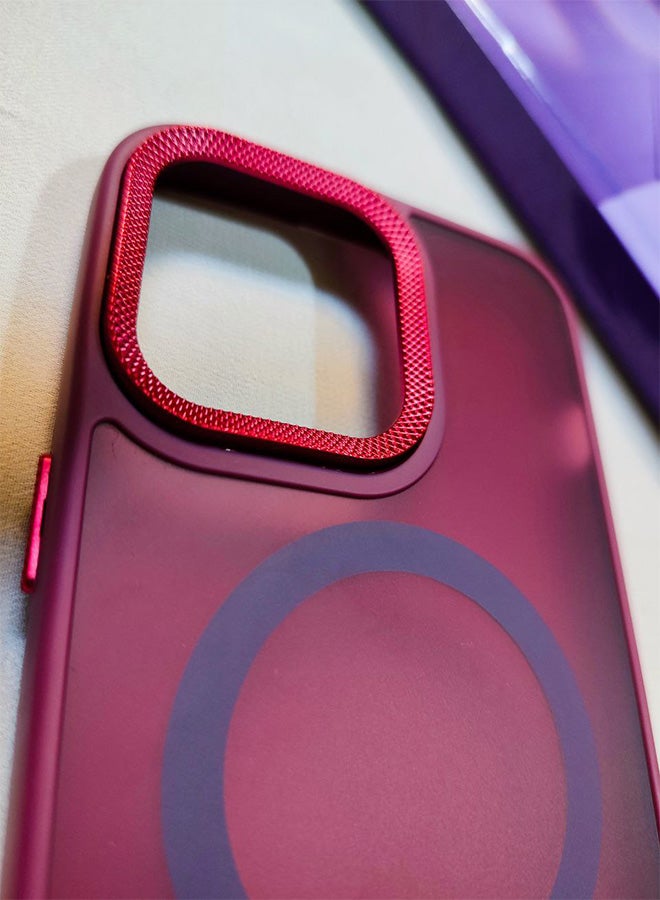 Matte Magnetic Back Case For Iphone 14 Pro Max, Slim Hard Shockproof Scratch Resistant Cover, Compatible With MagSafe And Wireless Charger, Camera Lens Protection, Lightweight, Stylish Design For Men, Women, And Youth For Iphone 14 Pro Max - Red - Image 2