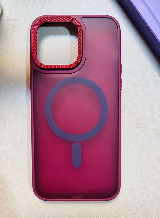 Matte Magnetic Back Case For Iphone 14 Pro Max, Slim Hard Shockproof Scratch Resistant Cover, Compatible With MagSafe And Wireless Charger, Camera Lens Protection, Lightweight, Stylish Design For Men, Women, And Youth For Iphone 14 Pro Max - Red - Image 3