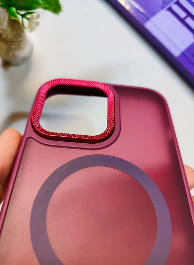 Matte Magnetic Back Case For Iphone 14 Pro Max, Slim Hard Shockproof Scratch Resistant Cover, Compatible With MagSafe And Wireless Charger, Camera Lens Protection, Lightweight, Stylish Design For Men, Women, And Youth For Iphone 14 Pro Max - Red - Image 4