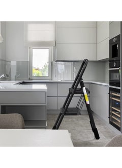 XICEN XICEN 2 Step Ladder, Black Aluminum Folding Ladder Stool, Wider Upgraded Non-Slip Treads, Portable Lightweight Ladder for Home and Kitchen, Holds up to 150KG  - Image 3