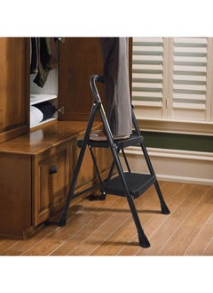 XICEN XICEN 2 Step Ladder, Black Aluminum Folding Ladder Stool, Wider Upgraded Non-Slip Treads, Portable Lightweight Ladder for Home and Kitchen, Holds up to 150KG  - Image 4