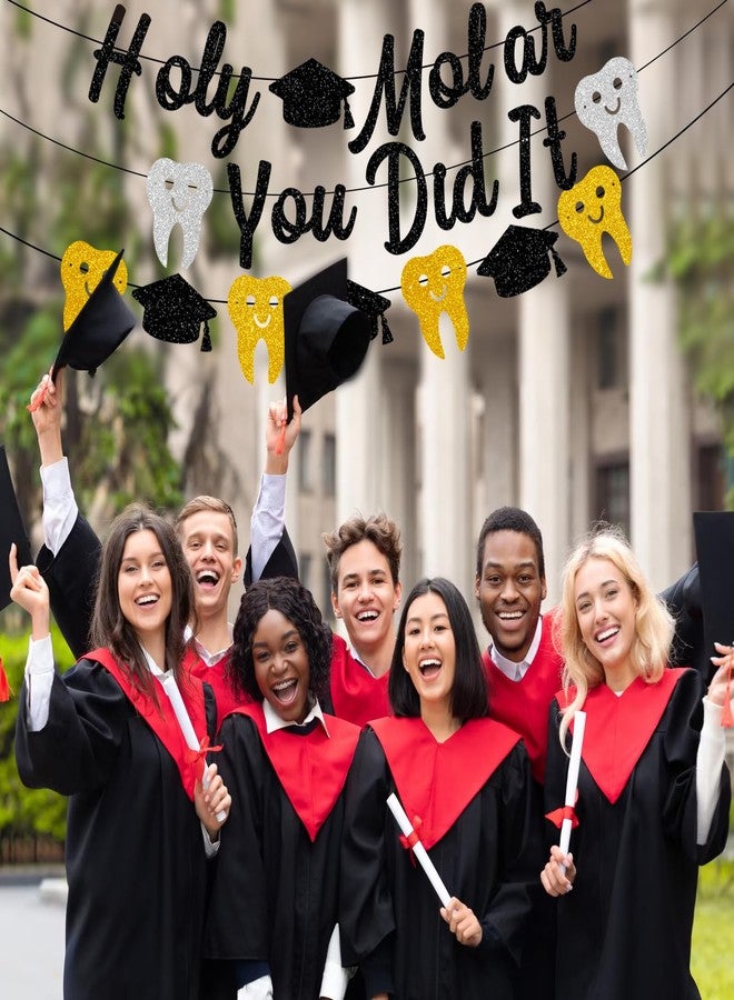 سيونام زينة لافتة تخرج الضرس المقدس المُثبتة مسبقًا، إكليل أسود لامع مع فتحات للأسنان والغطاء، تهنئة لحفل تخرج طبيب الأسنان RDH لخريجي كلية طب الأسنان، وأخصائيي النظافة، وأطباء الأسنان، والمساعدين - Image 5
