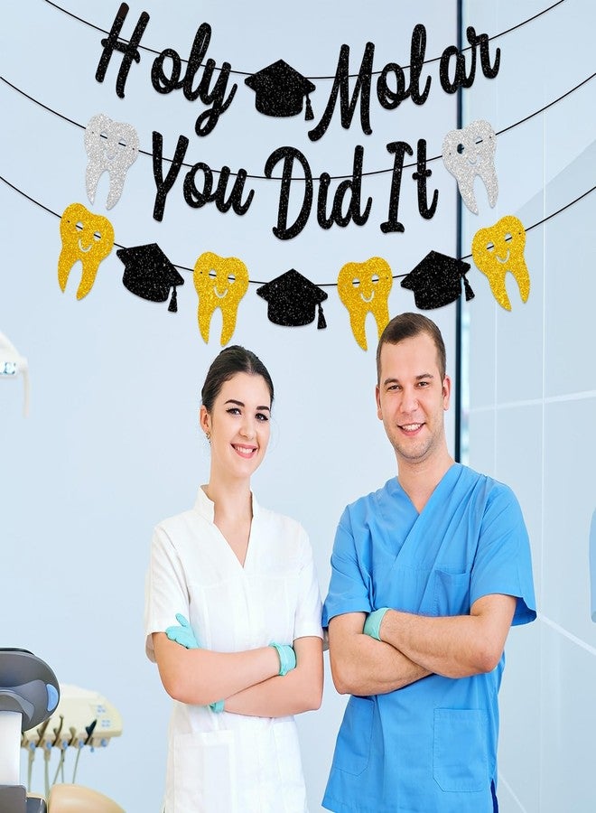 سيونام زينة لافتة تخرج الضرس المقدس المُثبتة مسبقًا، إكليل أسود لامع مع فتحات للأسنان والغطاء، تهنئة لحفل تخرج طبيب الأسنان RDH لخريجي كلية طب الأسنان، وأخصائيي النظافة، وأطباء الأسنان، والمساعدين - Image 4