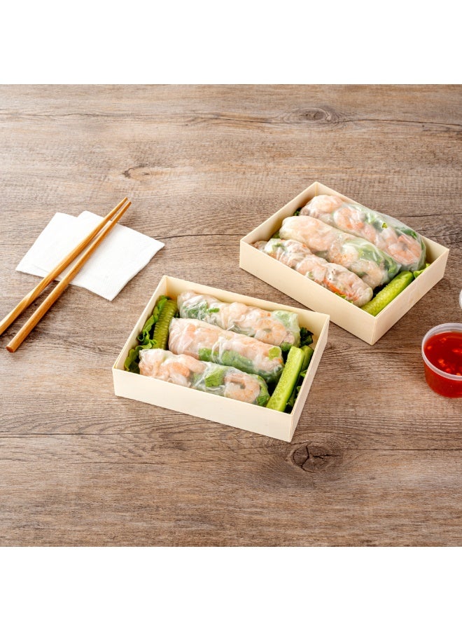 Restaurantware Taipei 23 Ounce Food Containers, 100 Rectangle Wooden Bento Boxes - Lids Sold Separately, Grease Impermeable, Poplar To Go Boxes, Disposable, Serve Noodles, Dumplings, And More - Image 3