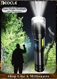 REOCLE Rechargeable Flashlights High Lumens LED Flashlights XHP90 Super Bright Torch with Waterproof & 5 Adjustable Light Modes & USB Charging & Long Battery Life for Home Camping Outdoor Use  - Image 1