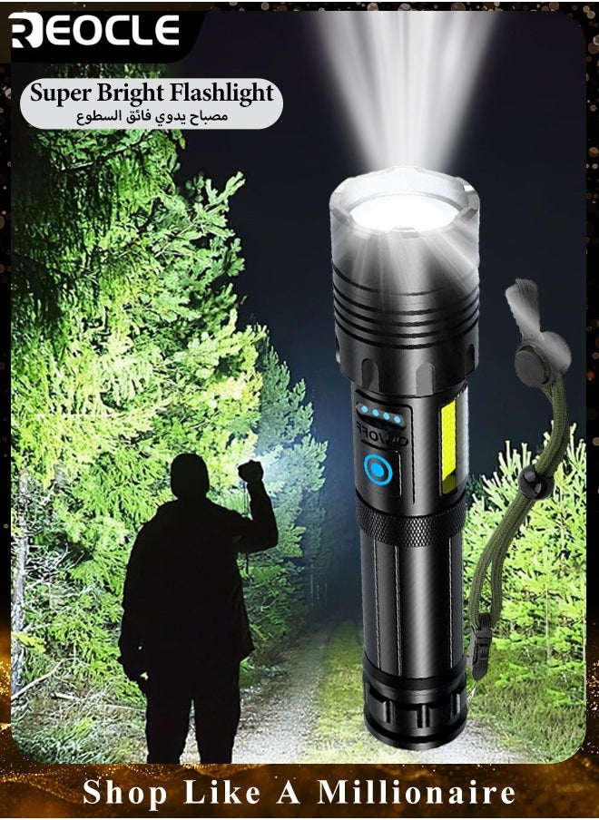 REOCLE Rechargeable Flashlights High Lumens LED Flashlights XHP90 Super Bright Torch with Waterproof & 5 Adjustable Light Modes & USB Charging & Long Battery Life for Home Camping Outdoor Use  - Image 1