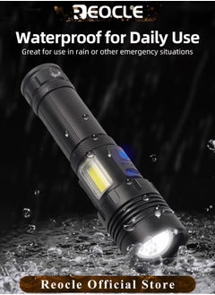 REOCLE Rechargeable Flashlights High Lumens LED Flashlights XHP90 Super Bright Torch with Waterproof & 5 Adjustable Light Modes & USB Charging & Long Battery Life for Home Camping Outdoor Use  - Image 5