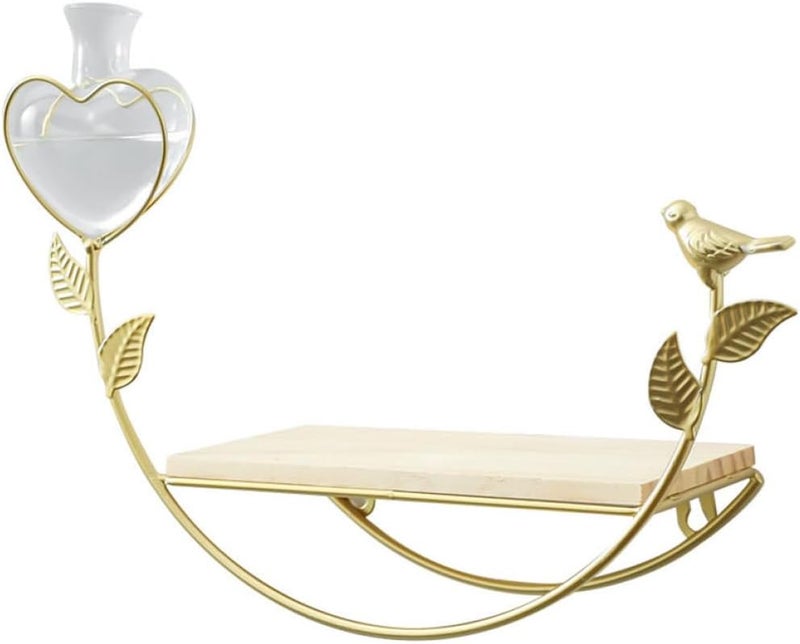 Nordic Wall Shelf Golden Iron Storage Rack Single Layer Floating Shelf for Living Room Bedroom Hydroponic Decor Organizer - Image 1