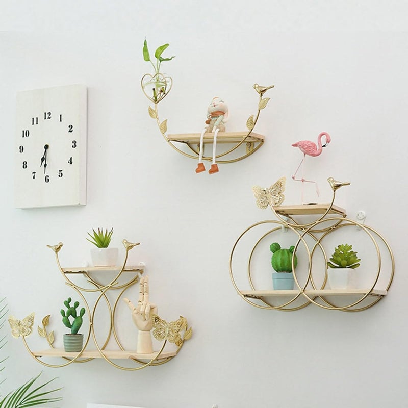 Nordic Wall Shelf Golden Iron Storage Rack Single Layer Floating Shelf for Living Room Bedroom Hydroponic Decor Organizer - Image 5