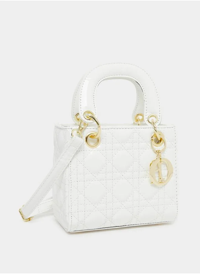Styli Quilted Satchel Bag with Ribbon Detail