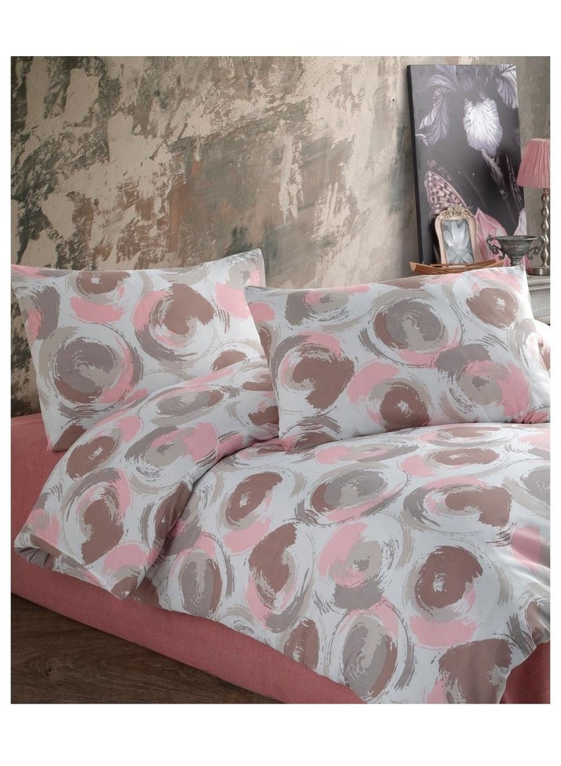 Fabienne 3-Piece Turkish Cotton Bedding Set Single Size Printed Consisting of 1 Comforter, 1 Flat Bed Sheet and 1 Pillow Case Peach/Brown  - Image 3