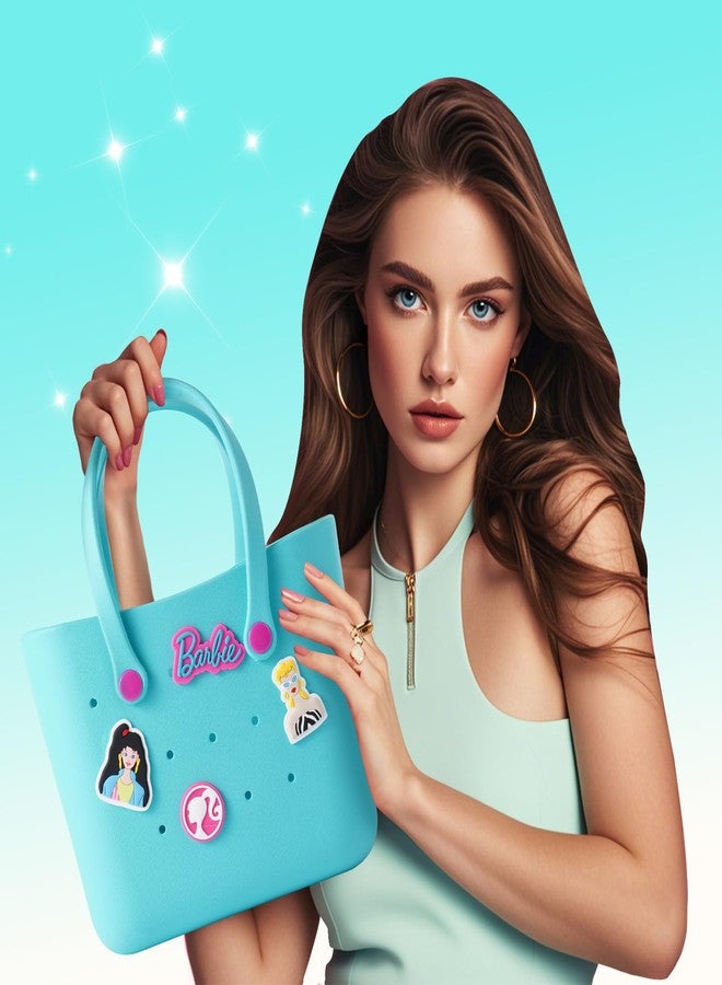 ميني سو حقيبة مينيسو باربي، حقيبة صغيرة قابلة لإعادة الاستخدام مصنوعة من المطاط المقاوم للماء، حقيبة يد عملية ولطيفة وسهلة الحمل للعمل والسفر (أزرق) - Image 4