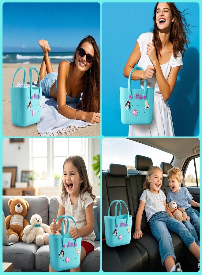 ميني سو حقيبة مينيسو باربي، حقيبة صغيرة قابلة لإعادة الاستخدام مصنوعة من المطاط المقاوم للماء، حقيبة يد عملية ولطيفة وسهلة الحمل للعمل والسفر (أزرق) - Image 2