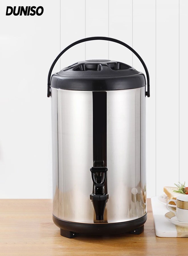 DUNISO موزع مشروبات من الفولاذ المقاوم للصدأ، دلو شاي معزول، حاوية مشروبات ساخنة وباردة، استخدام متعدد الوظائف للشاي بالحليب، القهوة، تجاري، منزلي، مدرسي، مكتبي (6 ل)  - Image 1