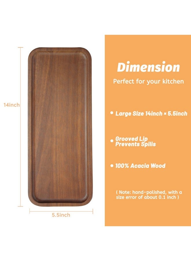 HOMKULA Acacia Wood Serving Platters and Trays - 14" x 5.5" Wooden Mini Charcuterie Boards, Small Cheese Board, Rectangle Wooden Tray for Kitchen Counter, Bathroom, Home Decor, Party, 6 Pack - Image 1