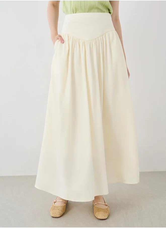 Take Two Take Two Solid Pleated A-Line Maxi Skirts